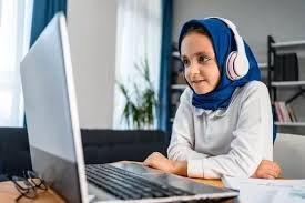 Student taking live online Quran classes